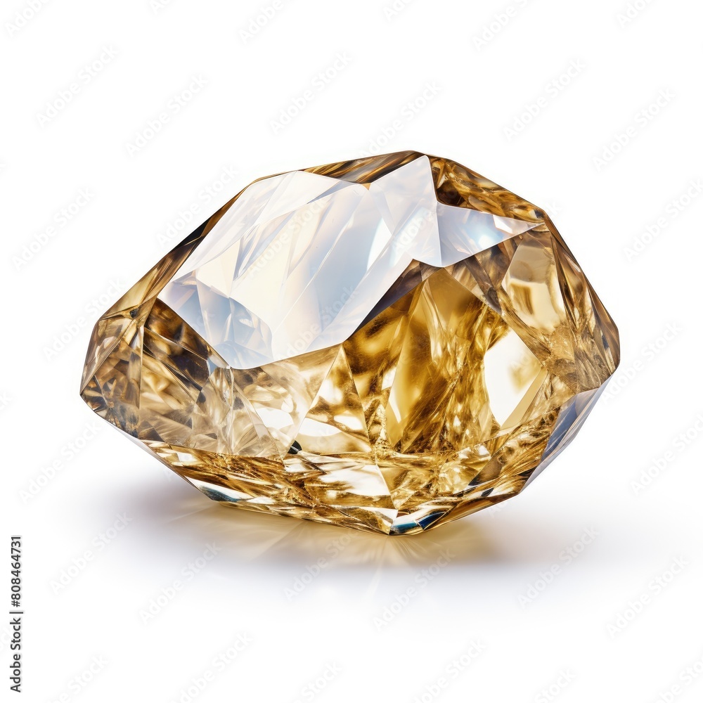 A shiny diamond nugget with a sparkling, reflective surface, isolated on a white background, Ai Generated A shiny diamond nugget with a sparkling, reflective surface, isolated on a white background, Ai Generated