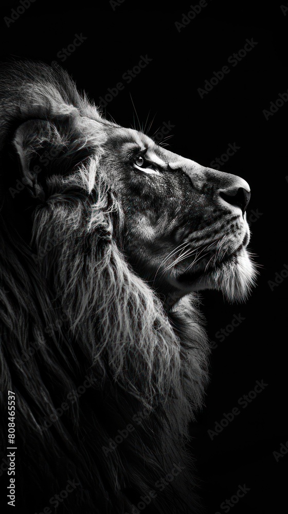 Fototapeta premium Black and White Portrait of Lion
