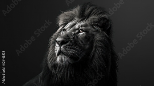 Black and White Portrait of Lion
