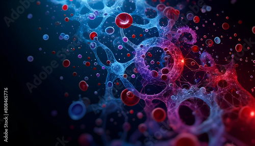 Macro Illustration of Red Blood Cells Inside the Human Body Wallpaper HD Generative AI photo