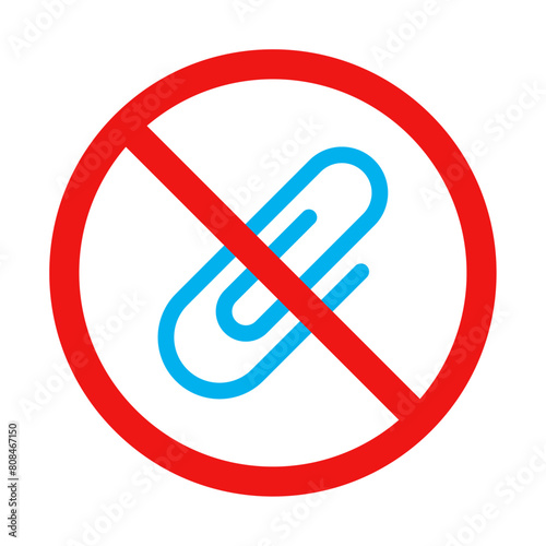 No Paper Clip Sign on White Background