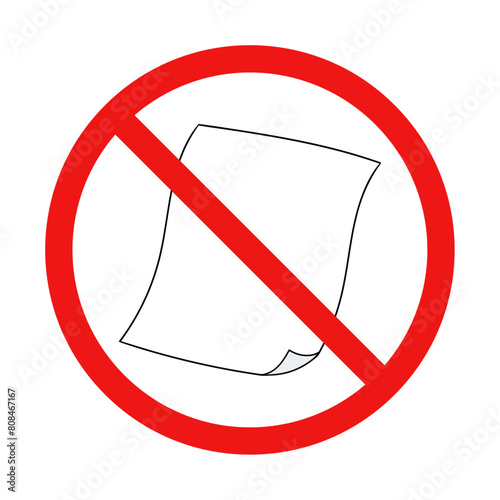 No Paper Sign on White Background