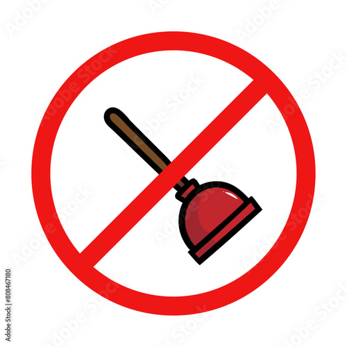 No Plunger Sign on White Background