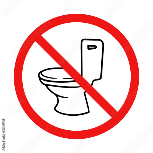 No Toilet Sign on White Background