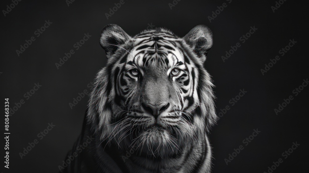 Fototapeta premium Black and White Portrait of Tiger