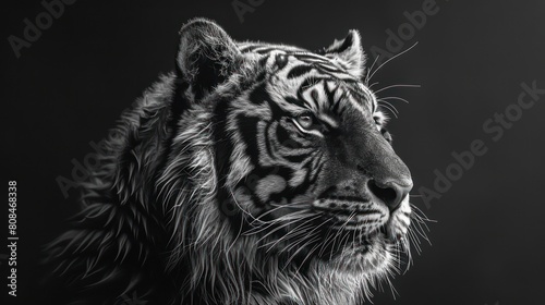 Black and White Portrait of Tiger