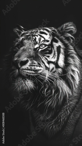 Black and White Portrait of Tiger