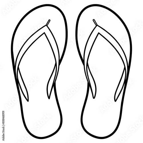 Flip flops outline coloring book page line art illustration digital drawing