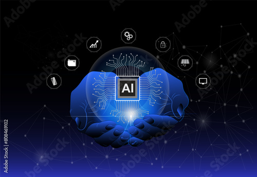 Ai technology, artificial intelligence by enter command prompt for generates something, Futuristic technology transformation.