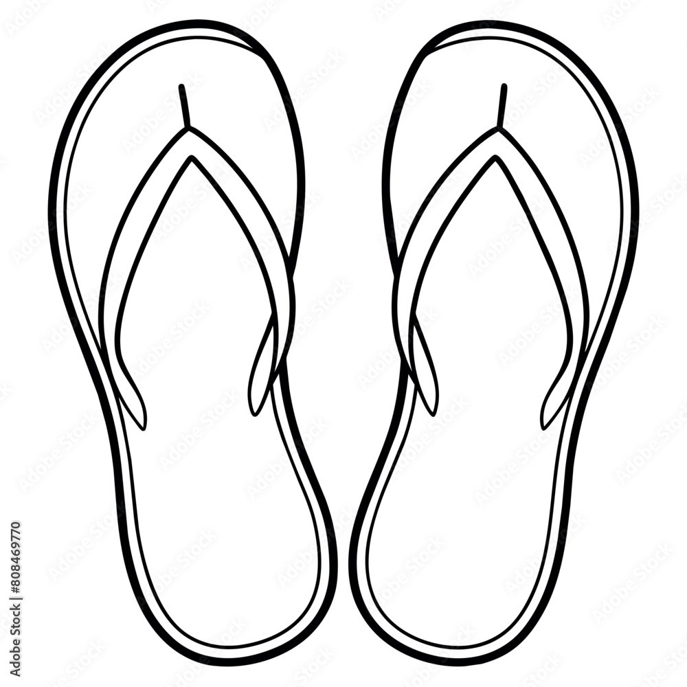 Flip flops outline coloring book page line art illustration digital drawing Flip flops outline coloring book page line art illustration digital drawing