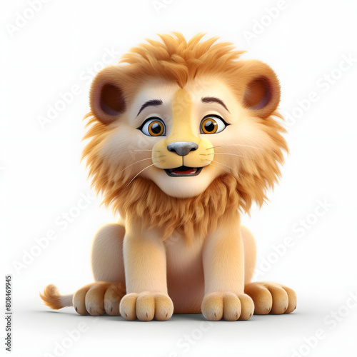 Digital technology 3D cute lion icon