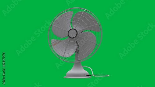 3d stand fan animation on green screen background