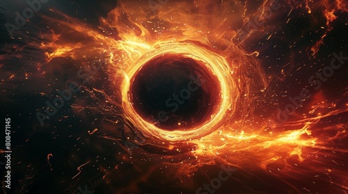 A black hole emanating streaks of vibrant light, symbolizing the immense energy of electricity.