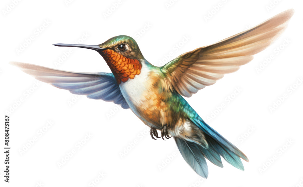 Obraz premium PNG Hummingbird flying animal white background wildlife.