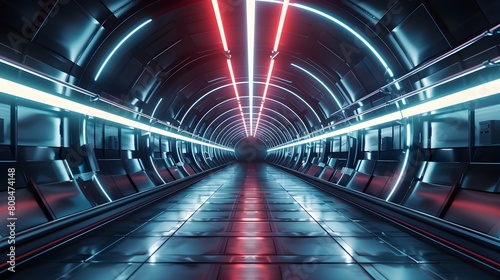 Expansive Futuristic Underground Tunnel with Mesmerizing LED Lighting and Industrial Design Elements