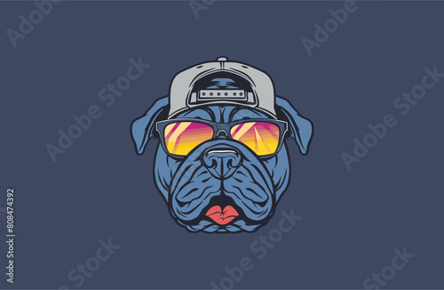Bulldog vector illustration flat design logo
