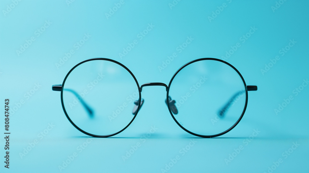 Fototapeta premium glasses on blue background