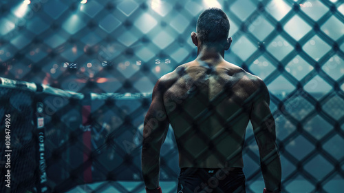 Fighters Seen from Behind the Cage in the UFC Octagon