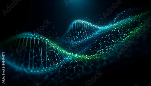 Genetic Coding Mutation DNA Rendering Vector Wallpaper HD Generative AI photo