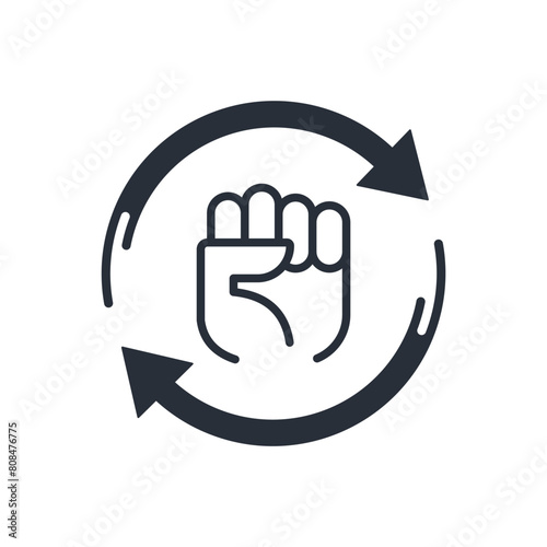 To solve the problem. Fight for yourself. Overcome obstacles. Vector linear icon isolated on white background.