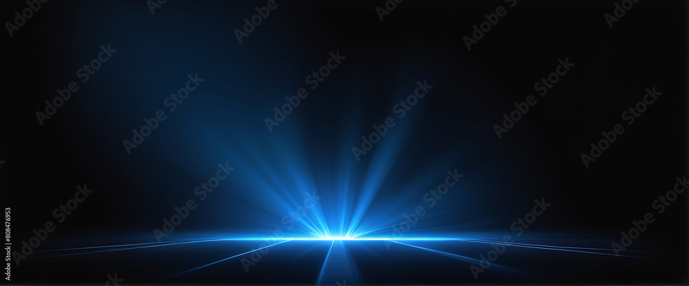 Blue blue spectrum lights tech black party club neon lights abstract wave technology background, black background. wide banner, poster, website, video editing, background. ai