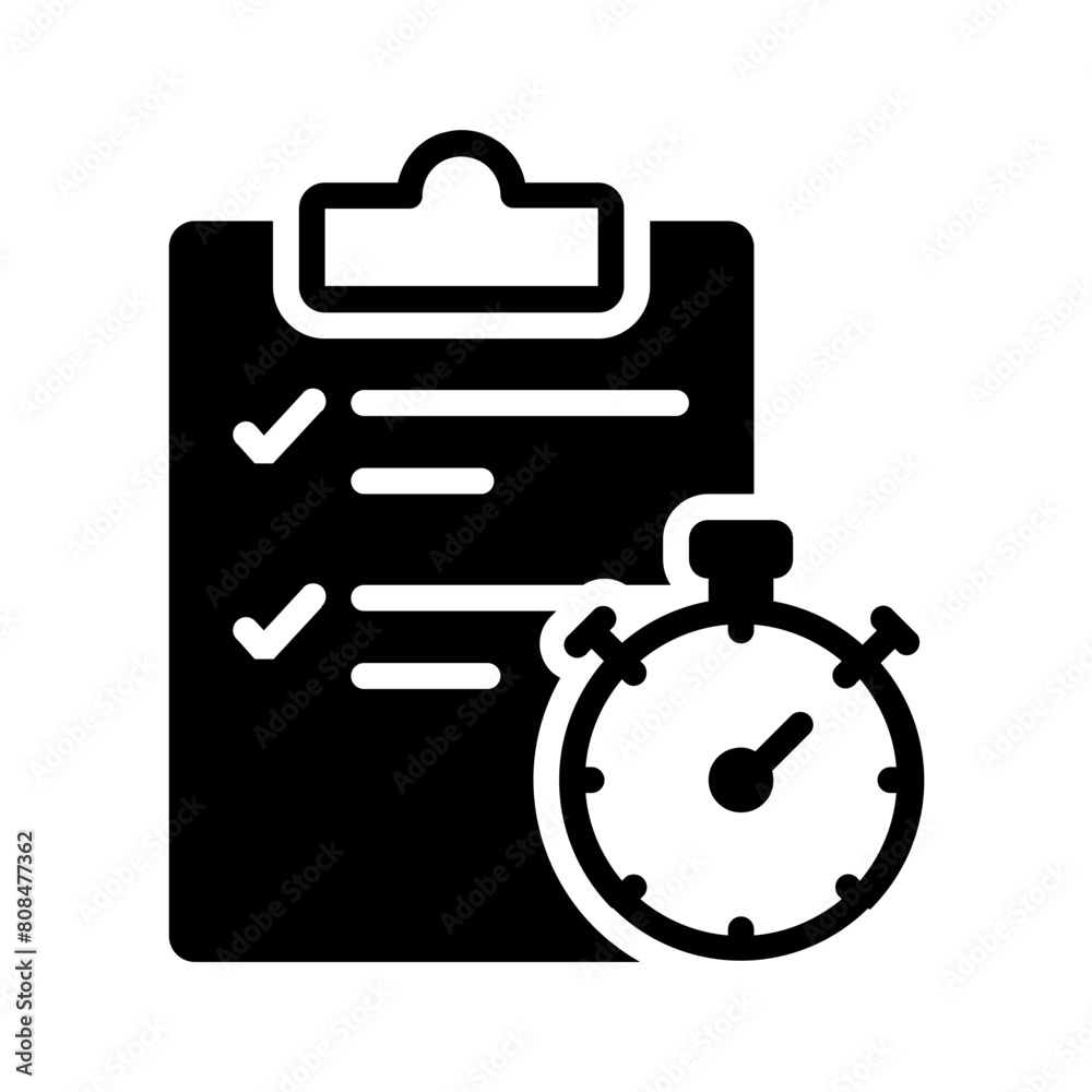 Vector solid black icon for Time testing Vector solid black icon for Time testing