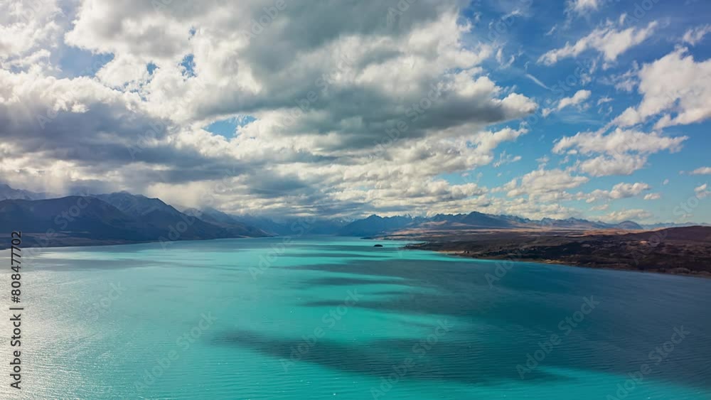 Dramatic clouds move over Lake Pukaki along road to New Zealand's highest peak, Mount Cook. Dramatic clouds move over Lake Pukaki along road to New Zealand's highest peak, Mount Cook.