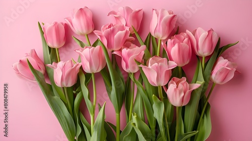 Beautiful bouquet flowers pink roses in vase and  gift box with satin bow on pastel pink background table. Birthday  Wedding  Mother s Day  Valentine s day  Women s Day. Front view