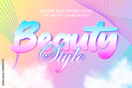 beauty style fantasy colorful feminine typography editable text effect font template design photo