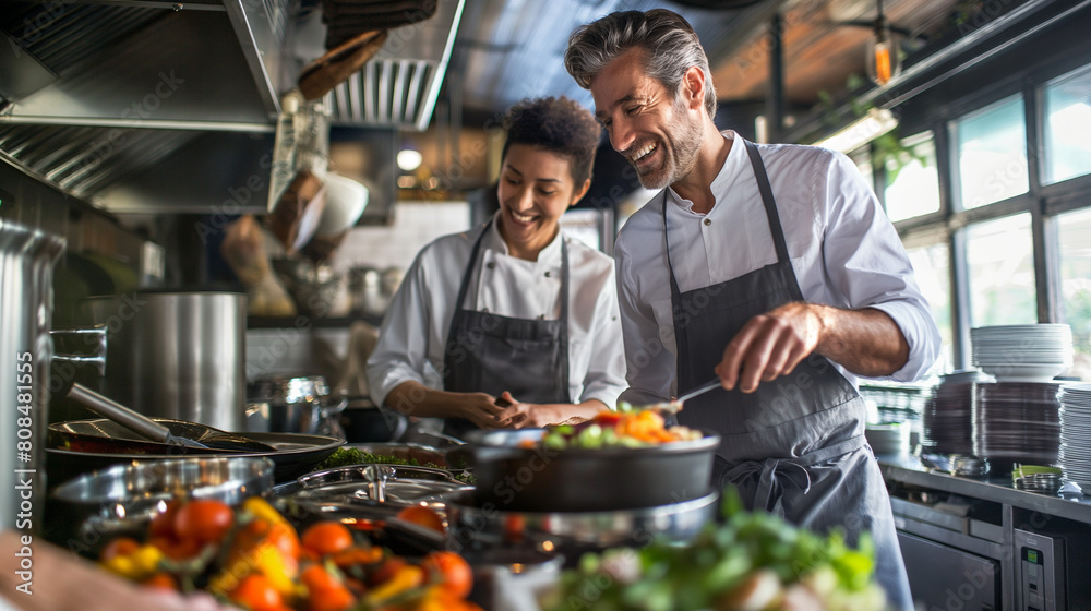A smiling man grills meat for his family, the delicious aroma filling the air A smiling man grills meat for his family, the delicious aroma filling the air