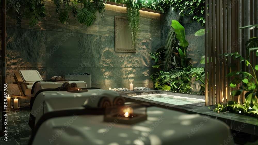 Nestled amidst verdant foliage and caressed by a soft, balmy breeze, this outdoor natural beauty spa beckons as an oasis of serenity.