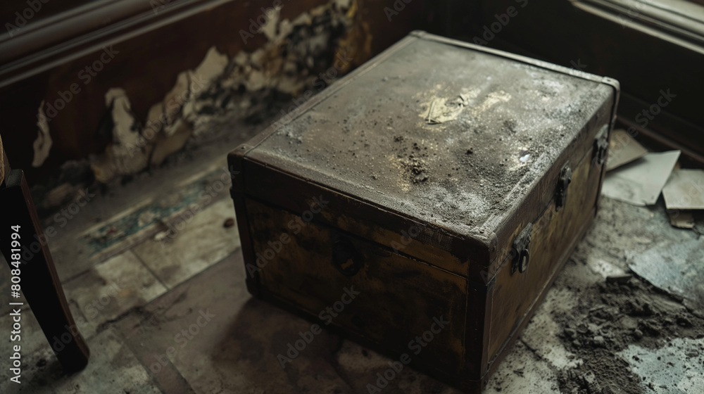 Obraz premium Vintage Wooden Jewelry Box: Antique Treasure Chest in Brown Wood