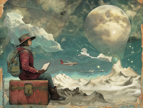 Fisherman in a hat and boots casts a line into blue water