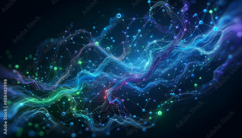 Glowing Space Neuron Art Illustration Idea Concept Wallpaper HD Generative AI