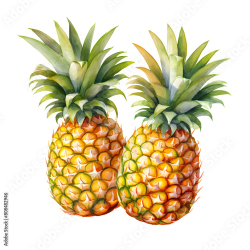 Digital technology pineapple watercolor design illustration