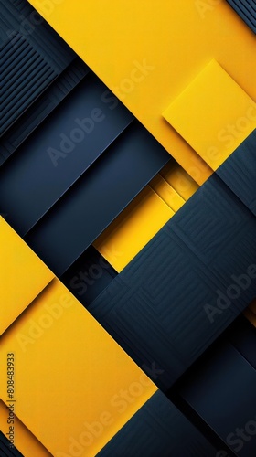 Abstract Art with Yellow and Blue Geometric Shapes