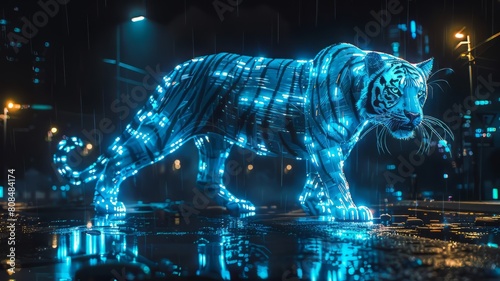 Tiger Stripe with Neon Blue LED Futuristic