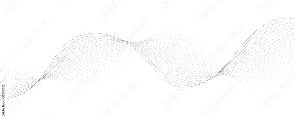 Фотография Abstract vector modern background with grey wavy lines and particles