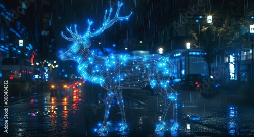 Reindeer with Neon Blue LED Futuristic