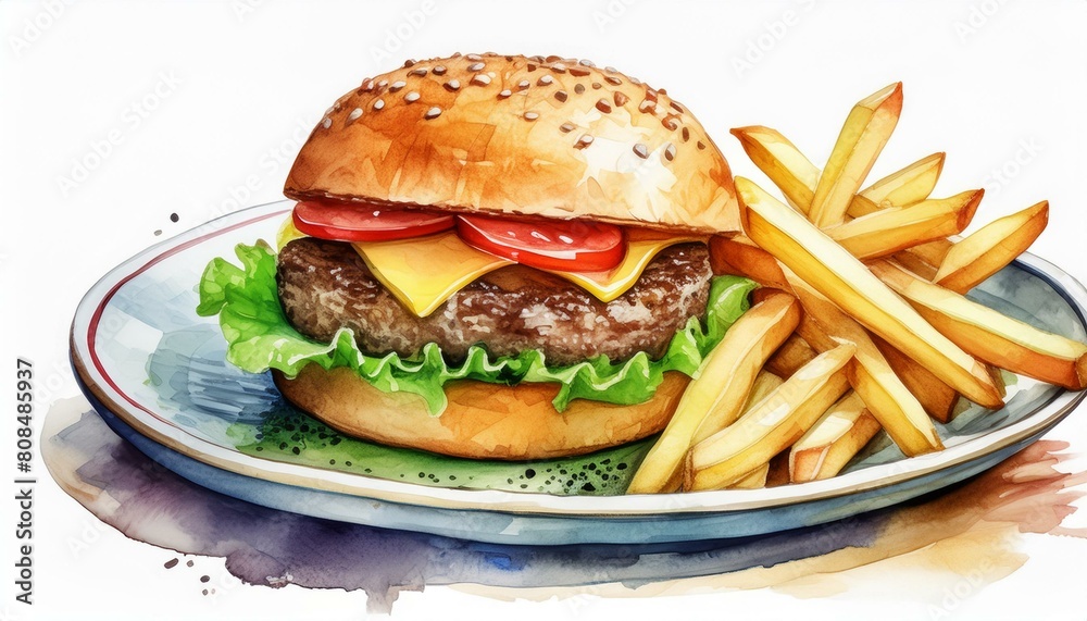 hamburger with fries hamburger with fries