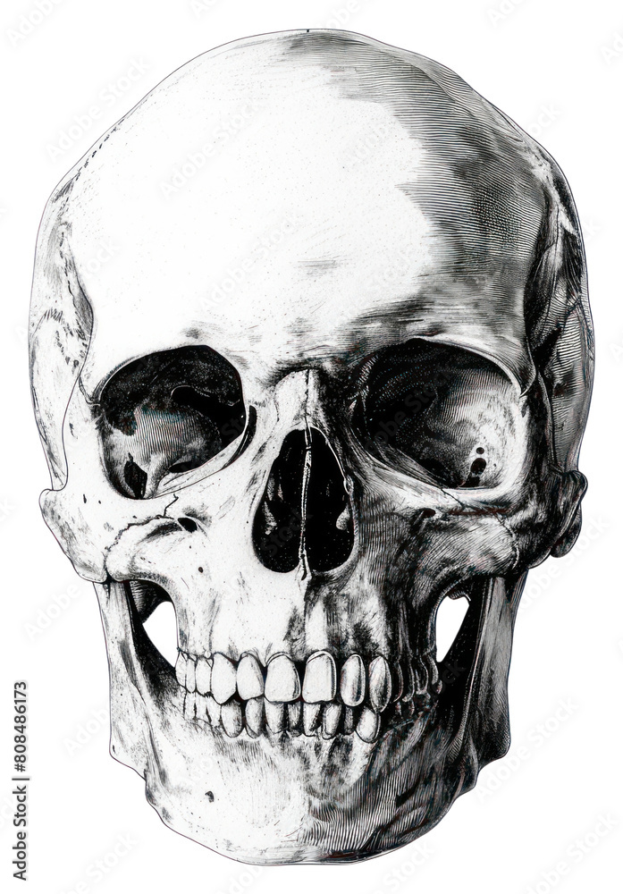 Obraz premium PNG Skull drawing sketch white background.