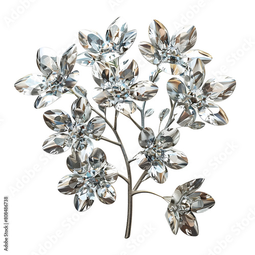 Exquisite Diamond Flower Bouquet on Pristine Transparent Background High End Contemporary Fine Art Photography