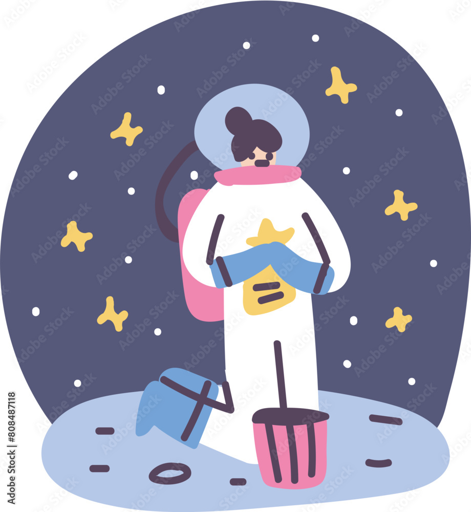 Fototapeta premium Astronaut Throws Stars in the Trash