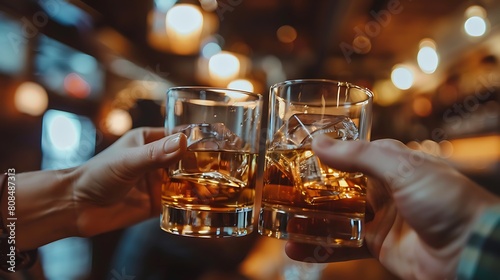 clashing glasses of whiskey broke the silence of the celebratory night