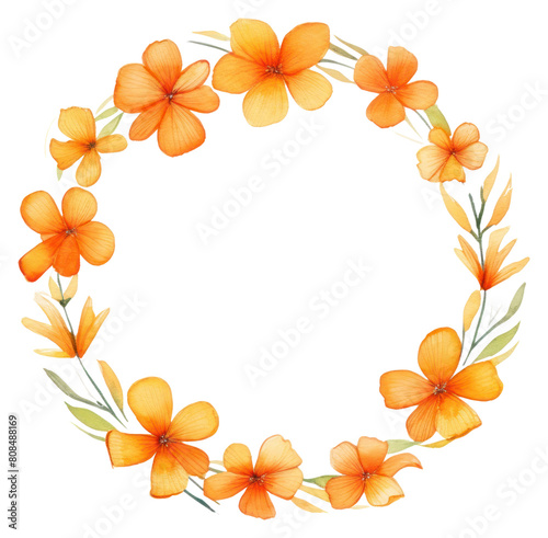 PNG Orange border flower circle pattern wreath petal. © Rawpixel.com
