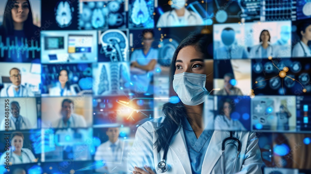 virtual meeting of healthcare professionals discussing strategies for improving global pandemic response and prevention. virtual meeting of healthcare professionals discussing strategies for improving global pandemic response and prevention.