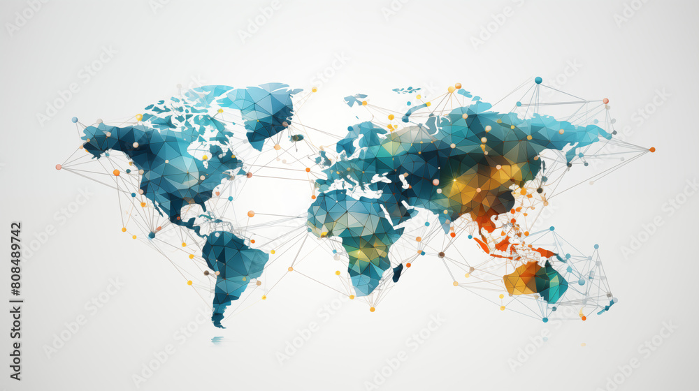 Fototapeta premium Global network connection. World map point and line composition concept of global business. Vector Illustration.
