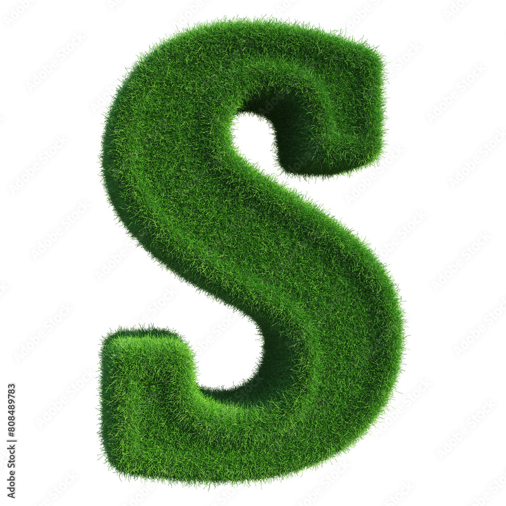 3d font grass green . letter S 3d font grass green . letter S