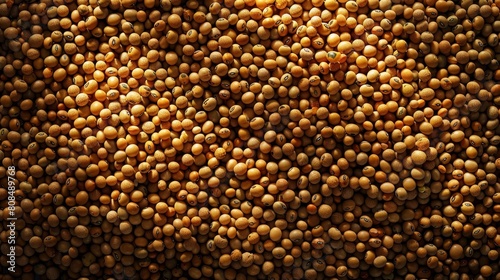 Full frame close-up of soybeans, highlighting their slight variations in color and texture photo