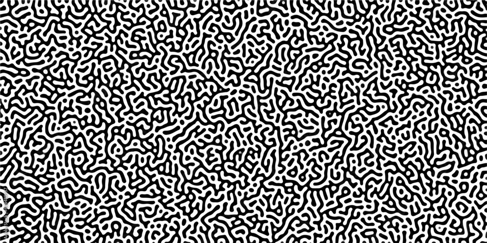 Abstract Turing organic wallpaper with background. Linear design with biological shapes. Turing reaction diffusion monochrome seamless pattern with chaotic motion. Abstract Turing organic wallpaper with background. Linear design with biological shapes. Turing reaction diffusion monochrome seamless pattern with chaotic motion.